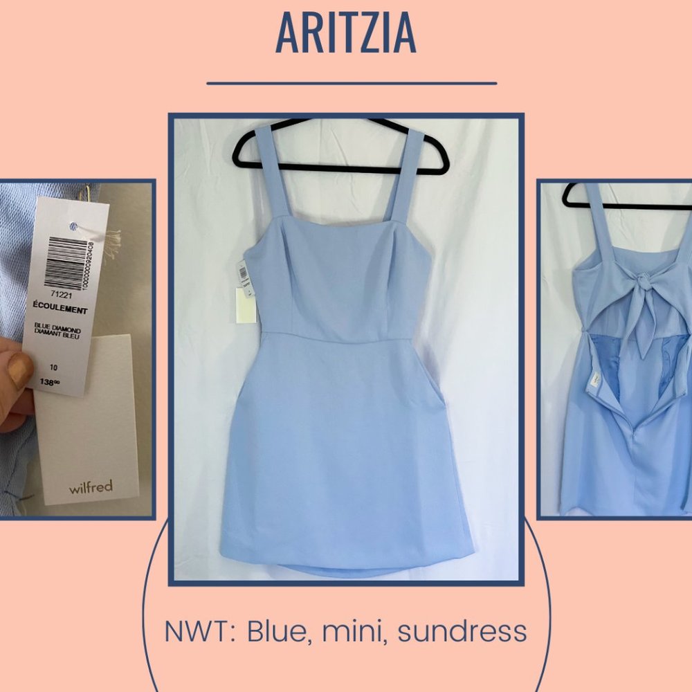 NWT Aritzia Wilfred Écoulement Dress in Blue Sz 10